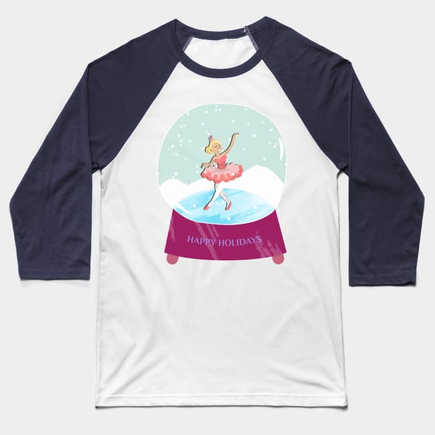 Nutcracker Ballerina Happy Holidays Baseball T-Shirt by sydorko